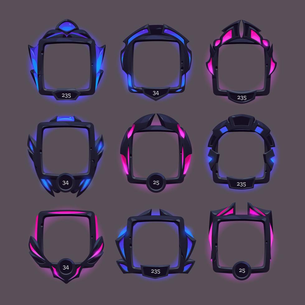 Futuristic frames for game avatar with grade vector