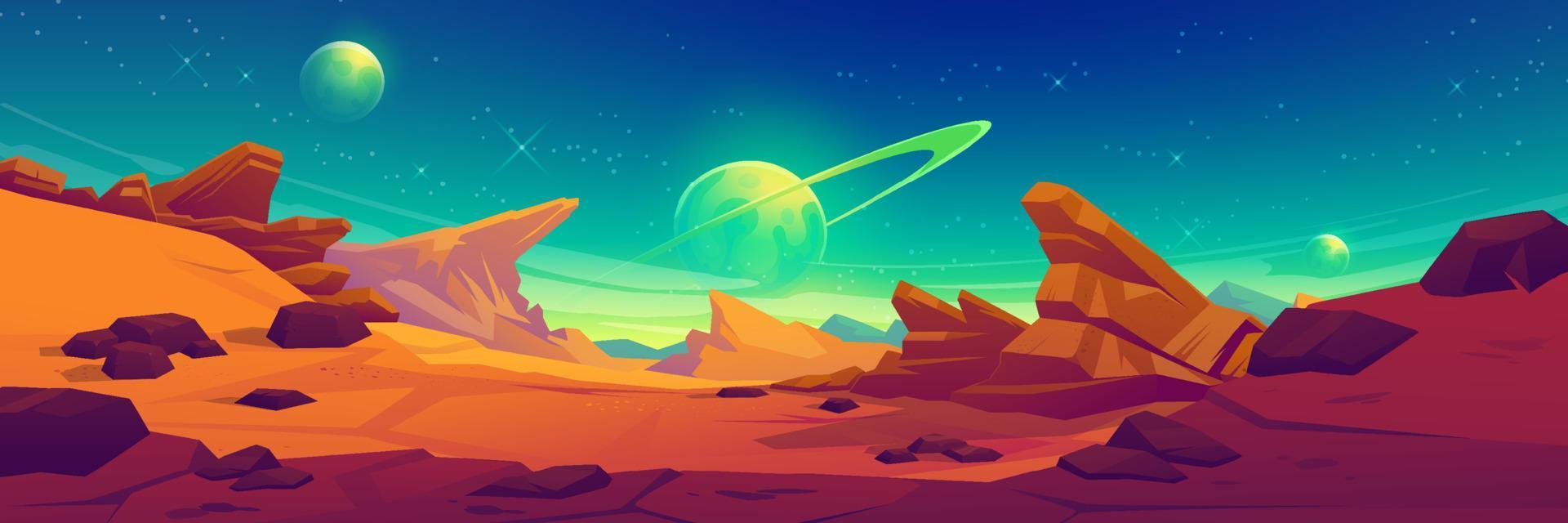 superficie de marte, paisaje de planeta alienígena vector