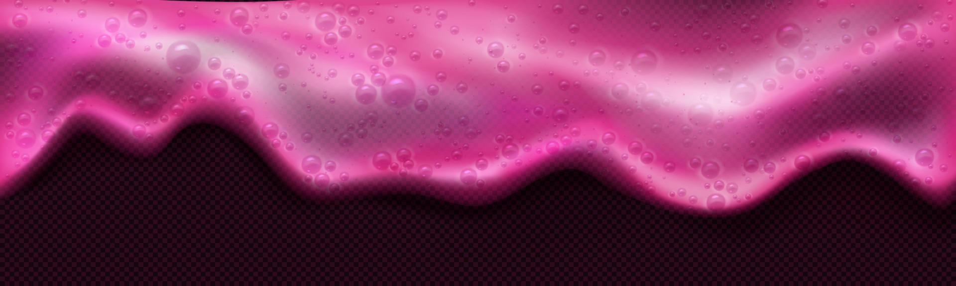 Pink soap foam, detergent or shampoo suds vector