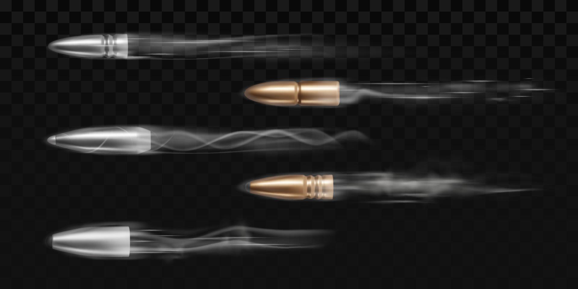 Fired bullets with smoke traces vector
