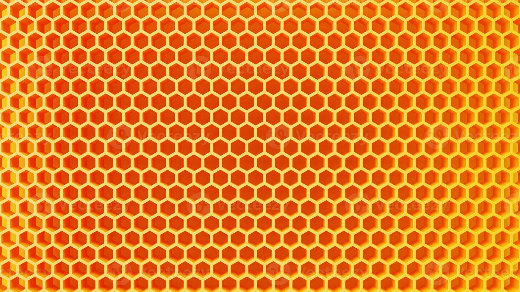 Yellow honeycomb structure pattern background. Food and nature concept. 3D illustration rendering photo