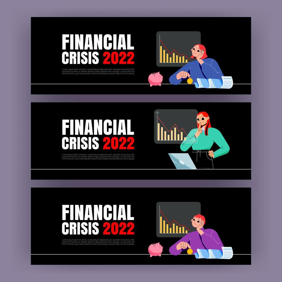 Financial crisis 2022 posters vector