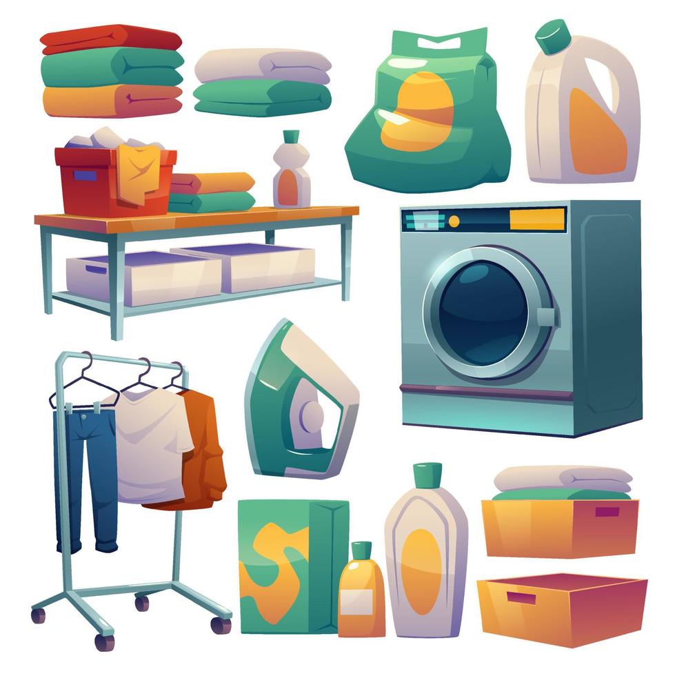 Laundry service equipment for wash and dry clothes vector