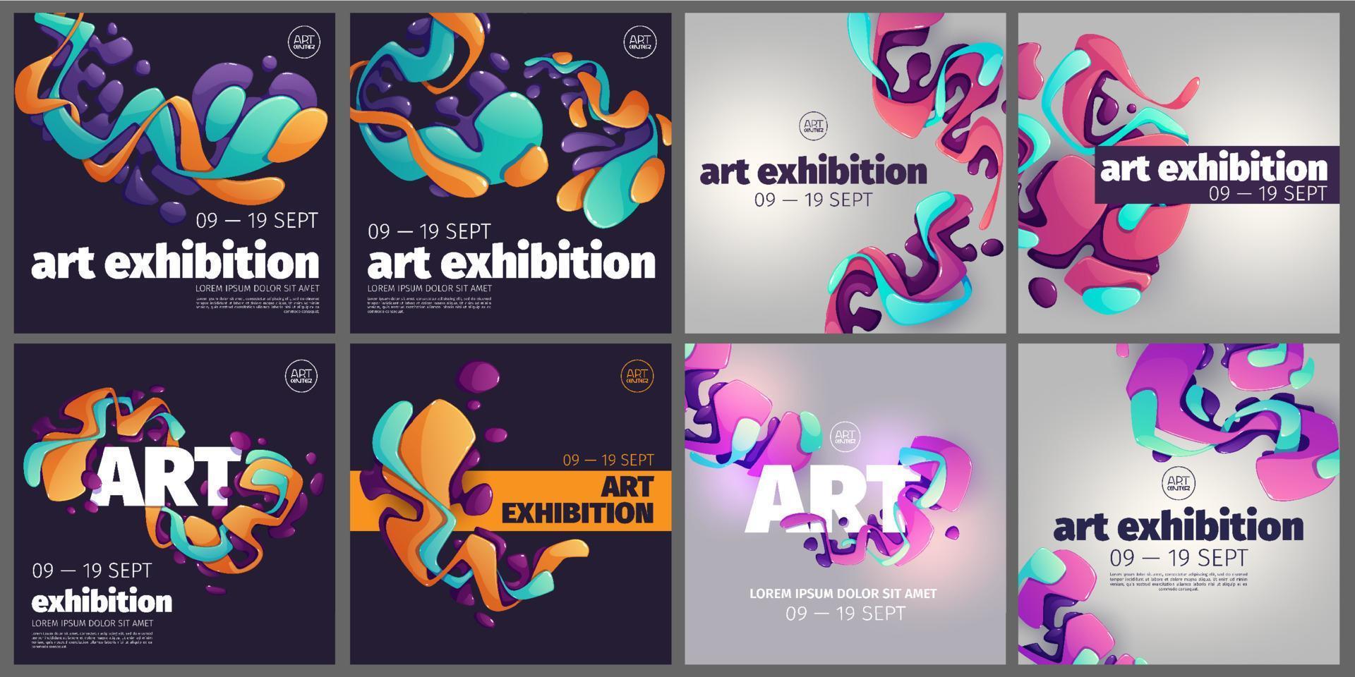 Art exhibition posters with creative pattern vector