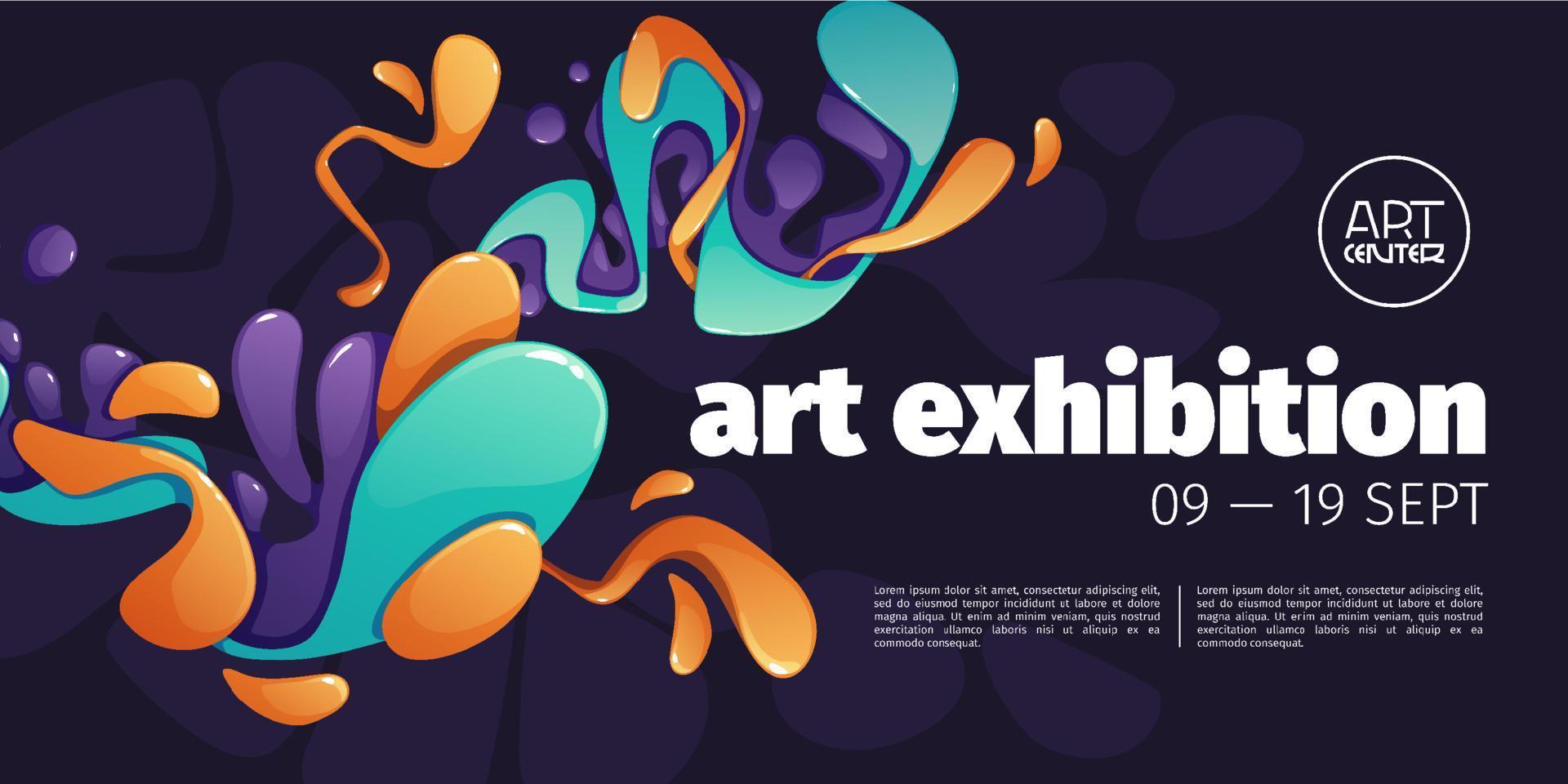 Art exhibition banner, abstract background, flyer vector