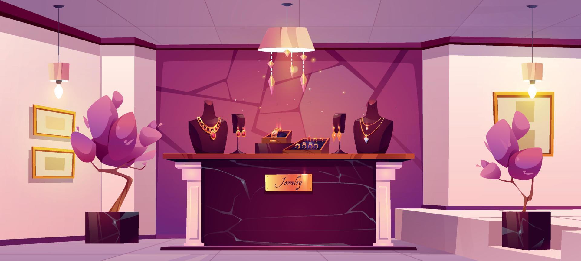 Luxury jewellery store trading room empty interior vector