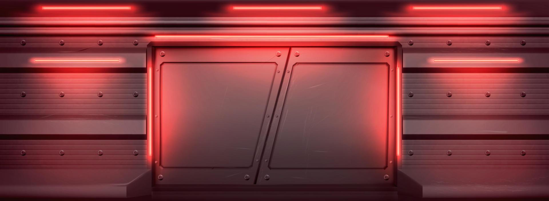 Metal door in bunker or secret laboratory, gates vector