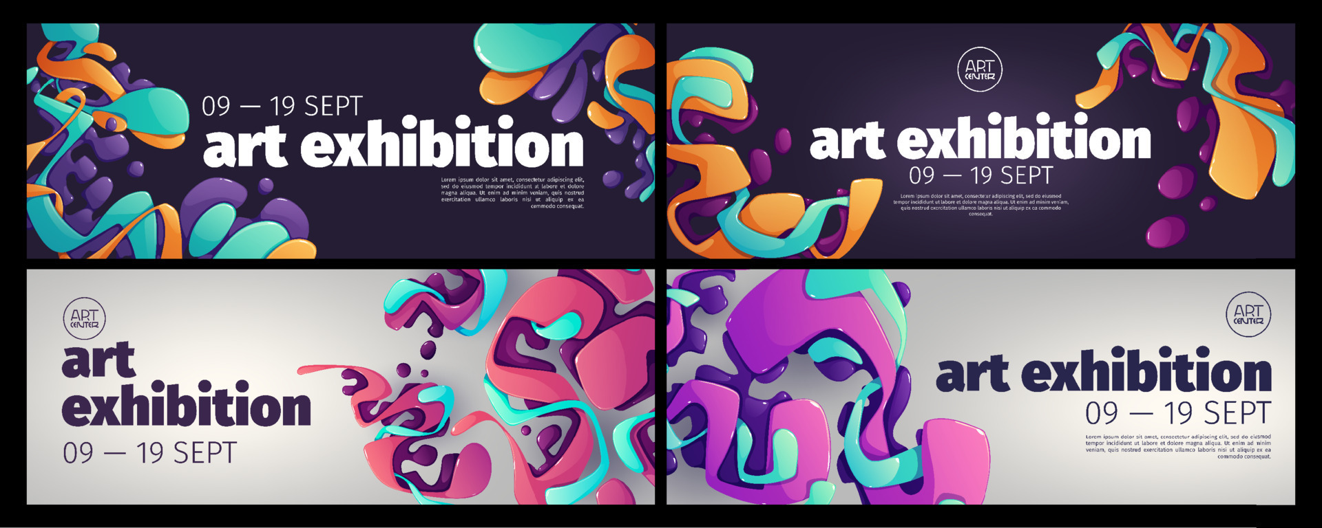 Art exhibition poster with abstract background 13455512 Vector Art at