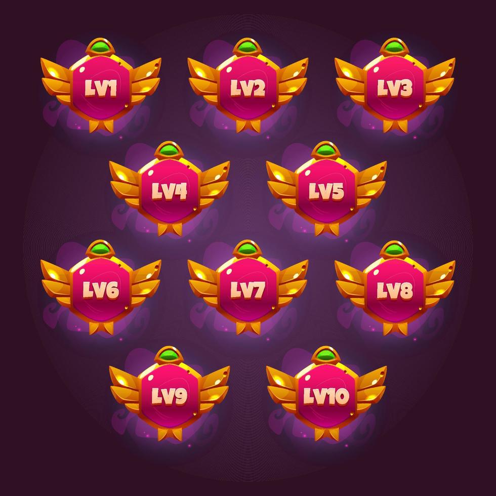 insignias de juego de número de nivel vector