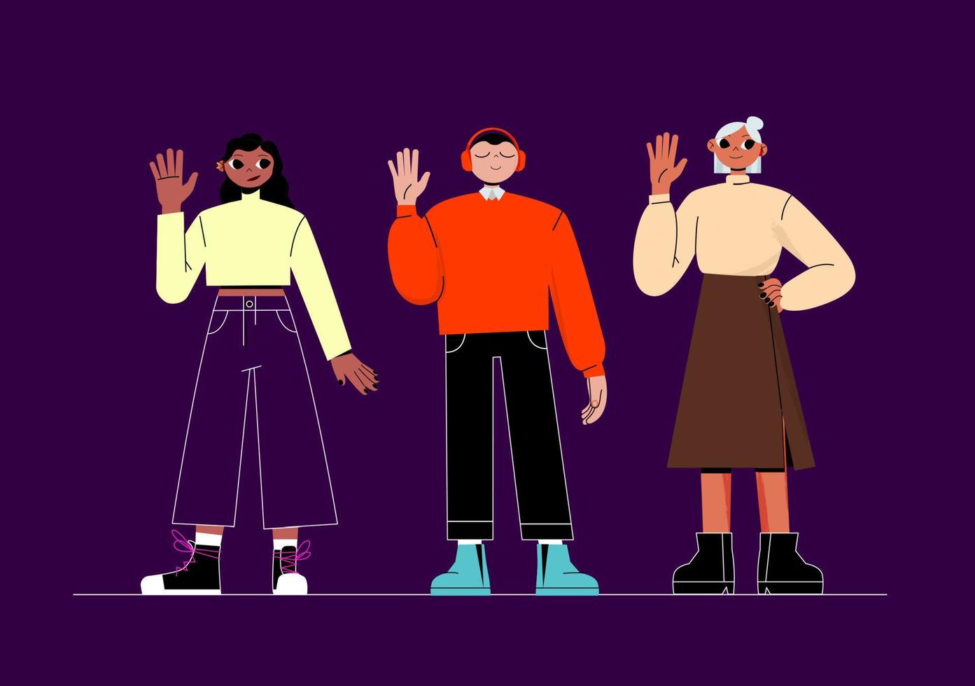 Group of different people, diverse characters vector