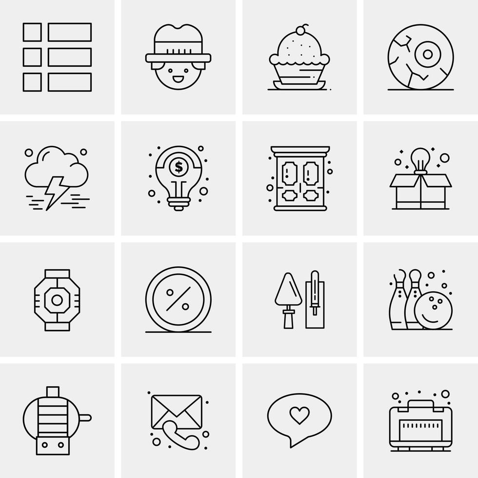 16 iconos de negocios universales vector ilustración de icono creativo para usar en proyectos relacionados con la web y dispositivos móviles