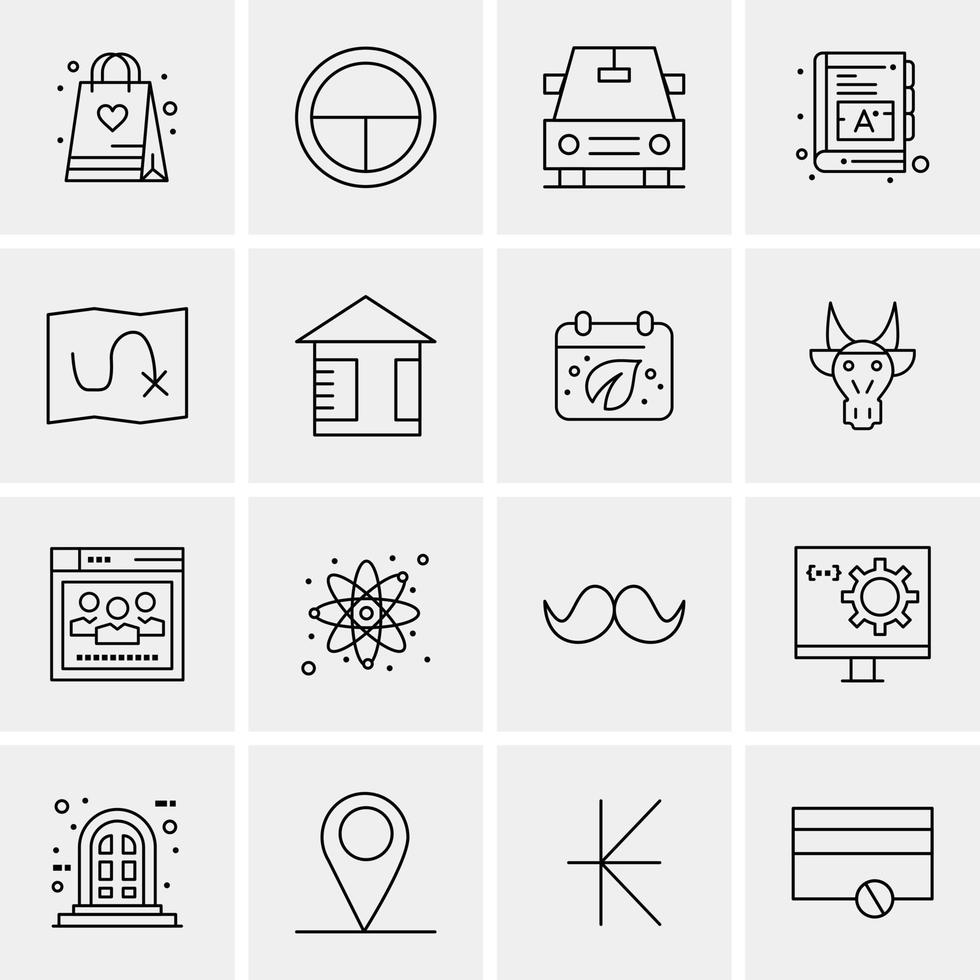 16 iconos de negocios universales vector ilustración de icono creativo para usar en proyectos relacionados con la web y dispositivos móviles