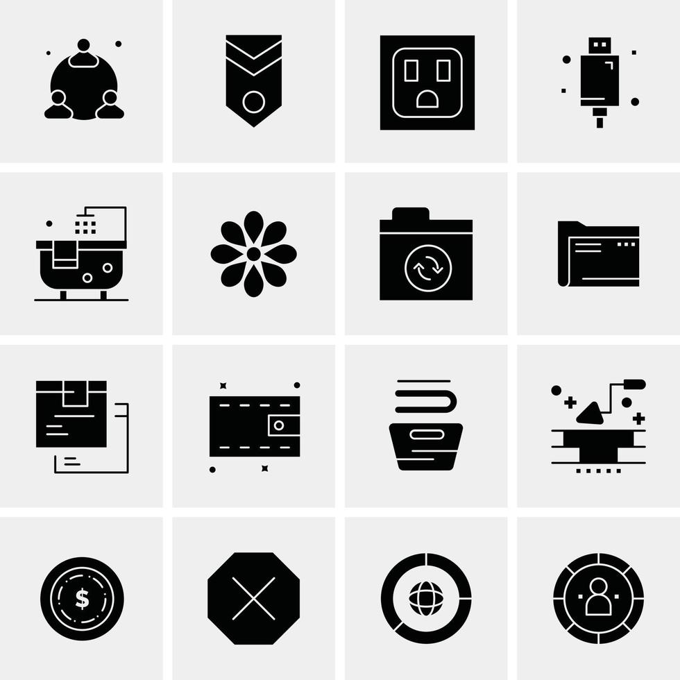 16 iconos de negocios universales vector ilustración de icono creativo para usar en proyectos relacionados con la web y dispositivos móviles