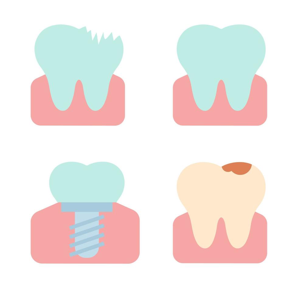 Vector set of teeth in different states