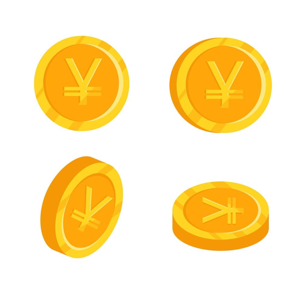 Golden yen single coin. Vector illustration