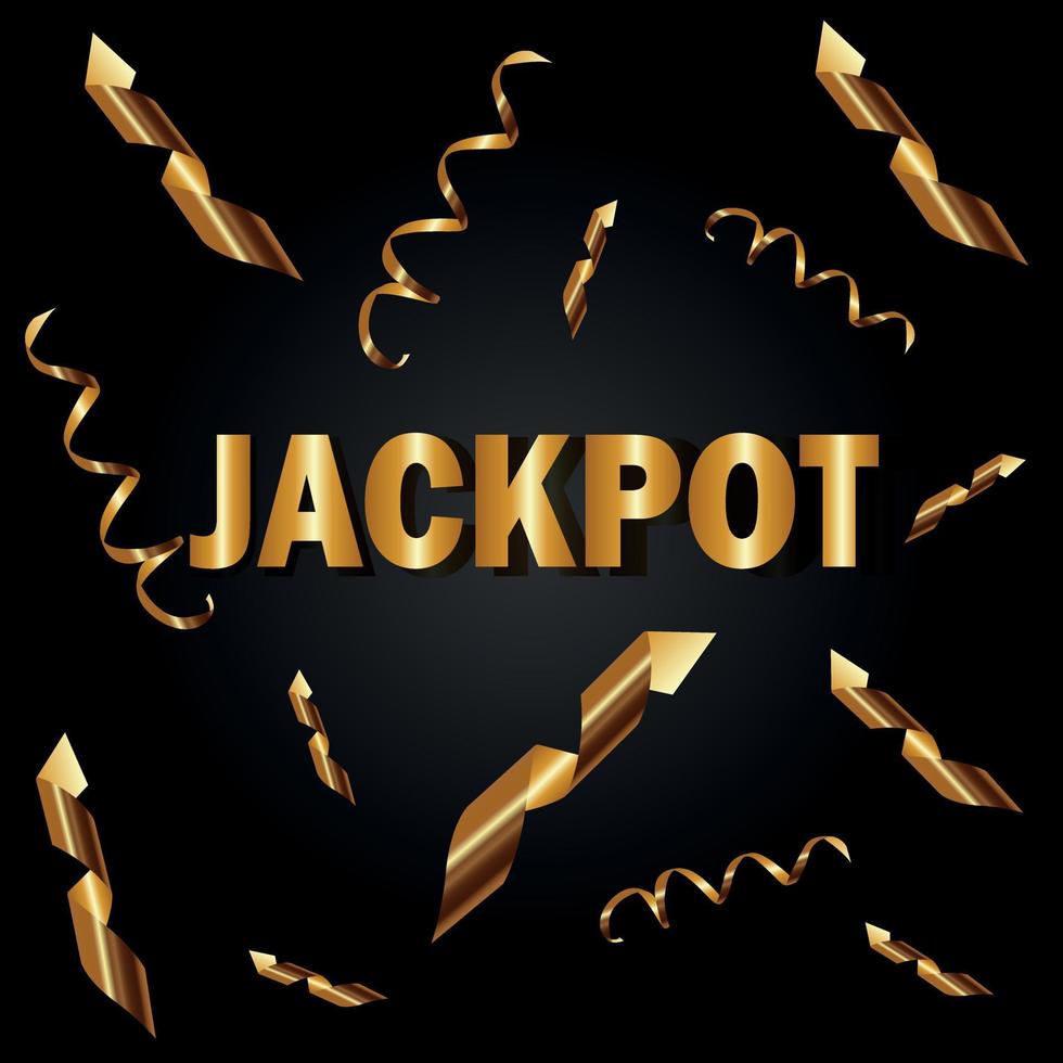 Casino. Poker. Roulette. Jackpot. Serpentine greeting in gold. vector