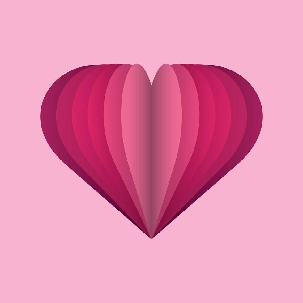 Paper pink heart on a light background. Valentine's day and love vector