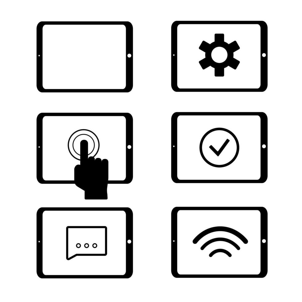 funciones y configuraciones de la tableta. ilustración vectorial vector