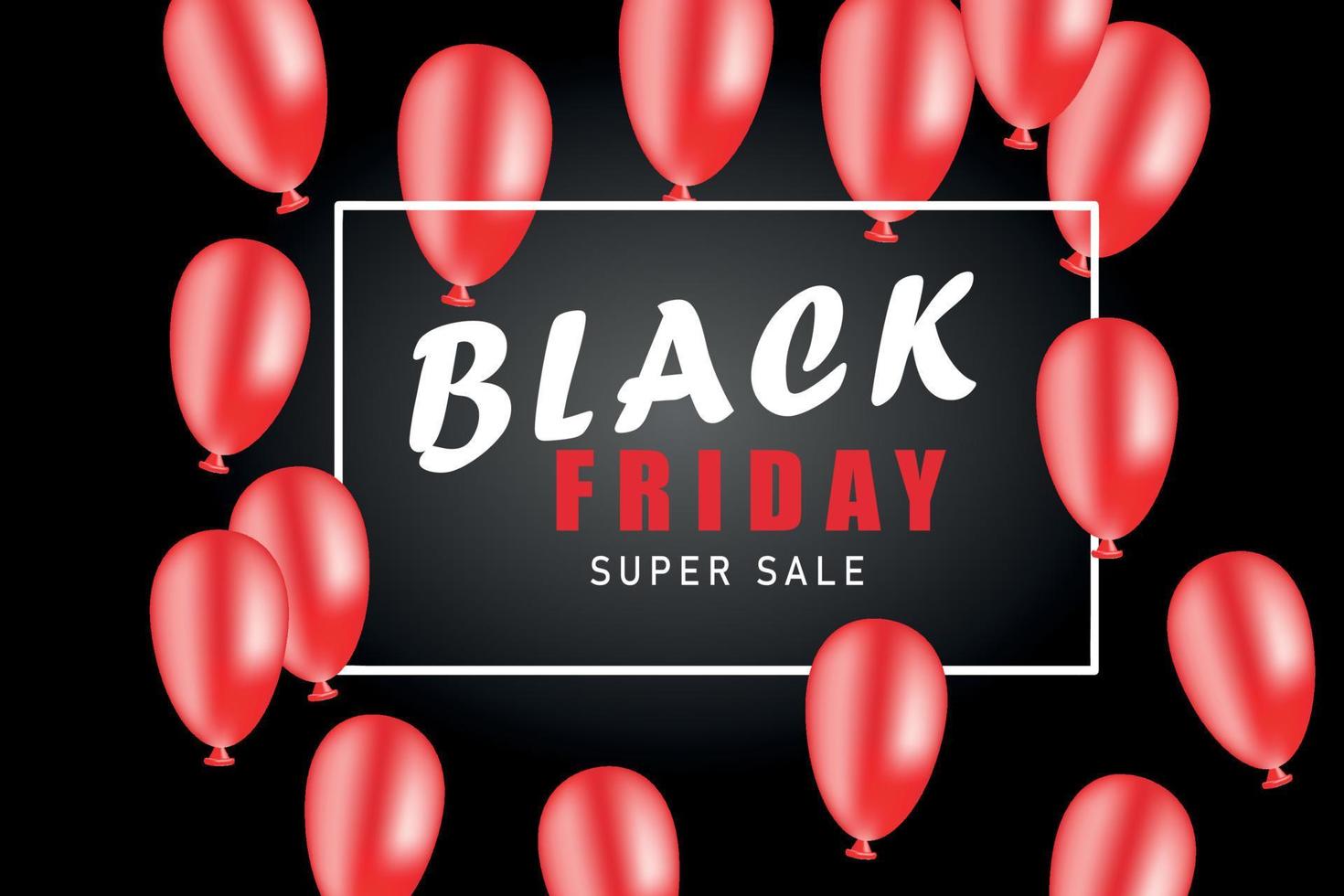 Black friday sale background with beautiful red balloons vector