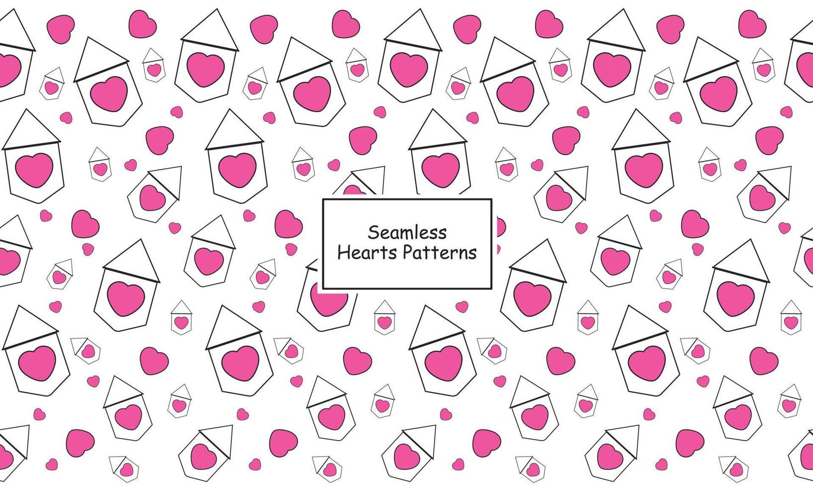 Seamless hearts pattern and flag in pink on white background vector