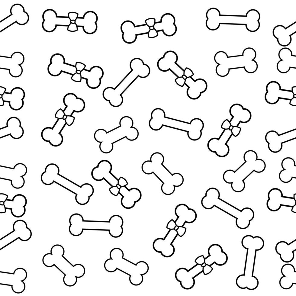 Seamless pattern black with bone in line style. Vector pattern