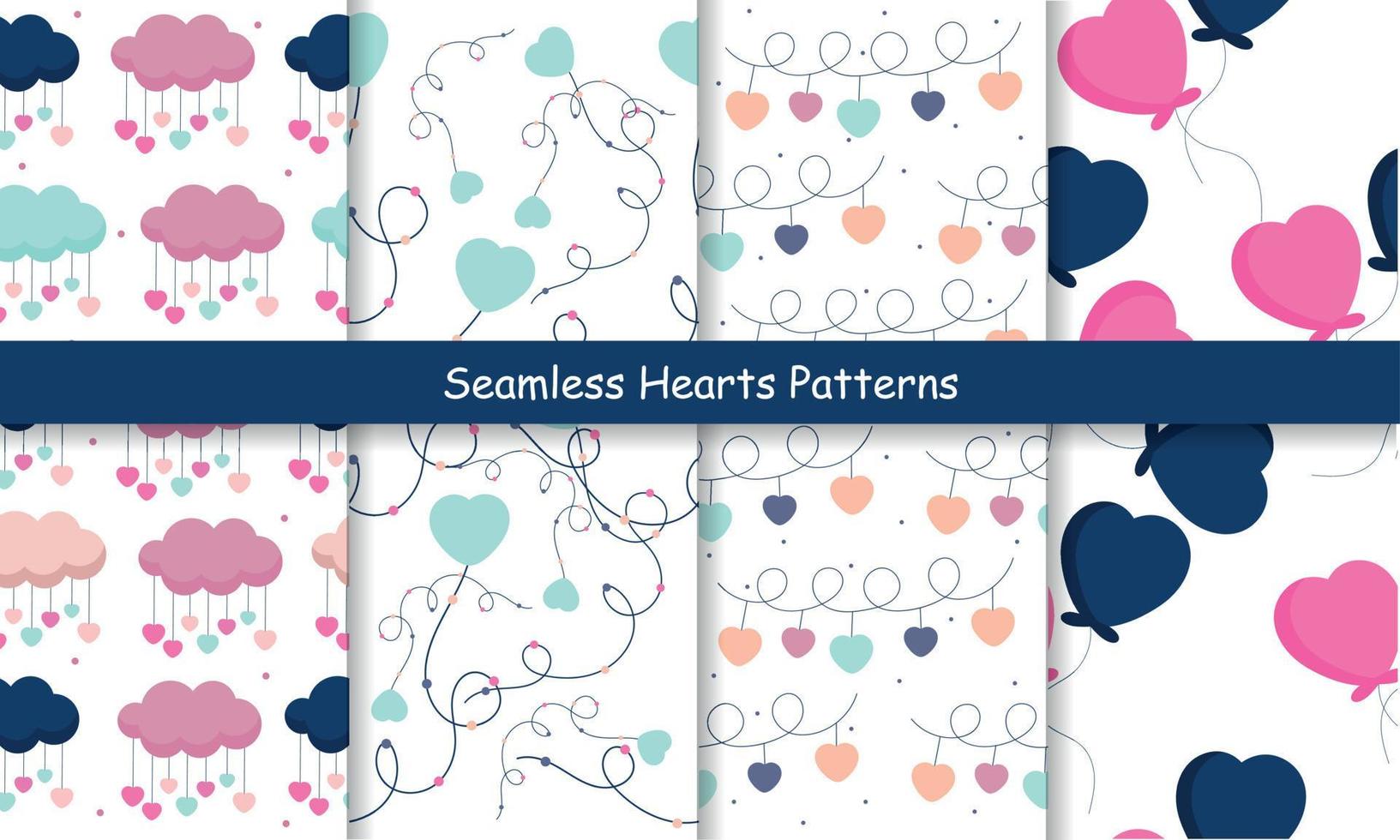 Seamless heart pattern, cloud, balloon vector