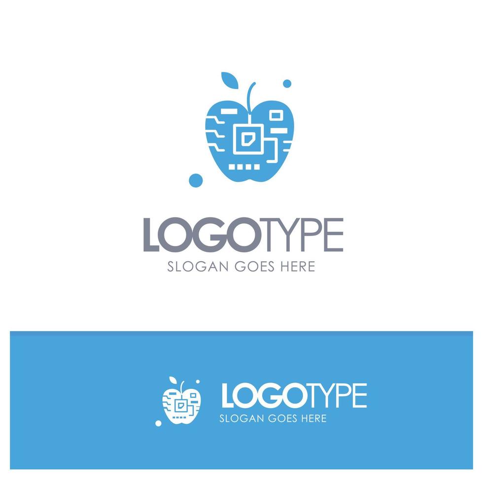 logotipo sólido azul electrónico digital de biología artificial de apple con lugar para el eslogan vector