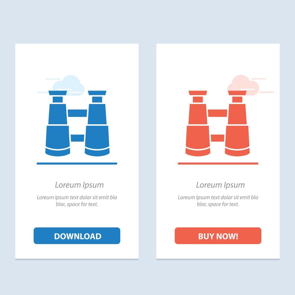 Binoculars Search Watch  Blue and Red Download and Buy Now web Widget Card Template vector