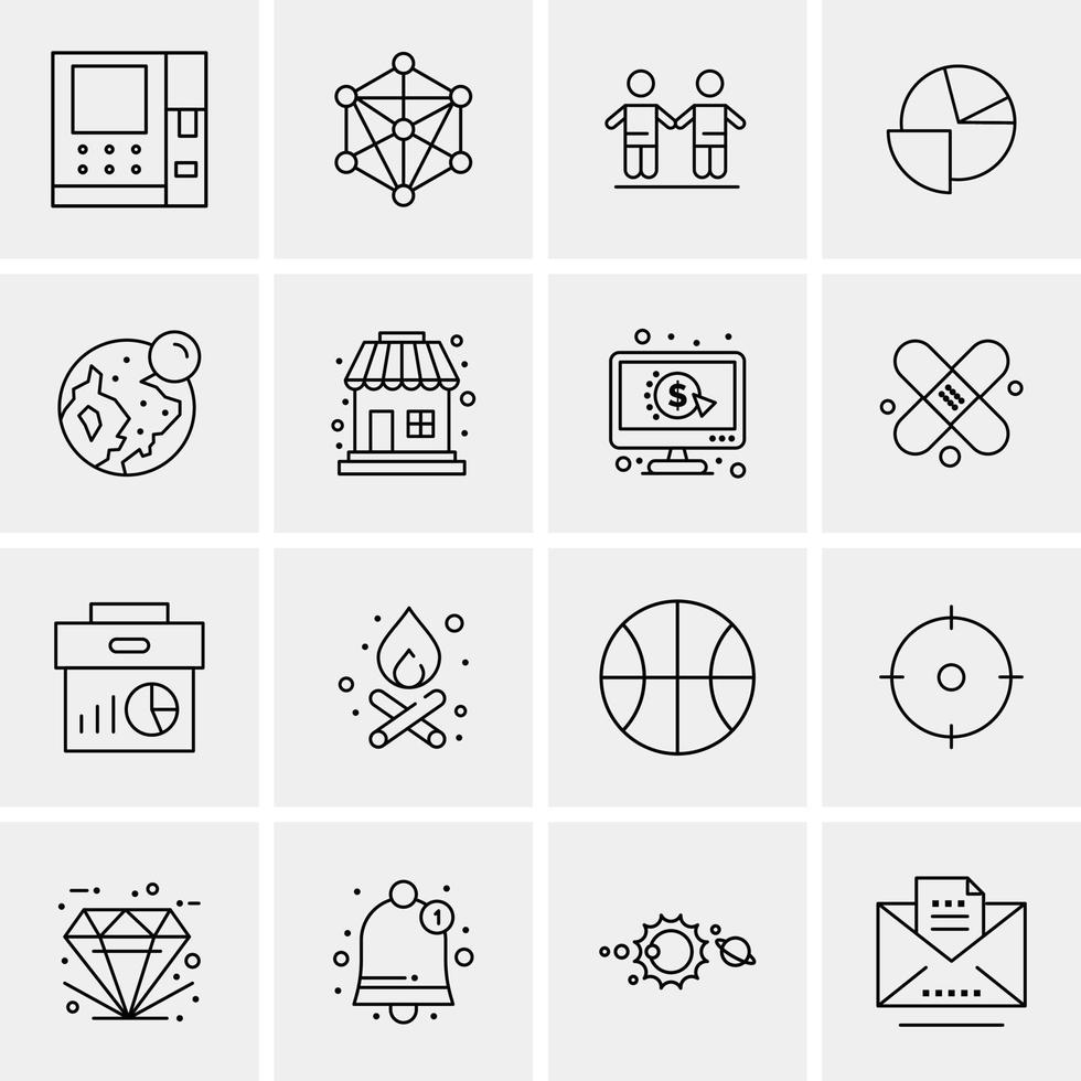 16 iconos de negocios universales vector ilustración de icono creativo para usar en proyectos relacionados con la web y dispositivos móviles