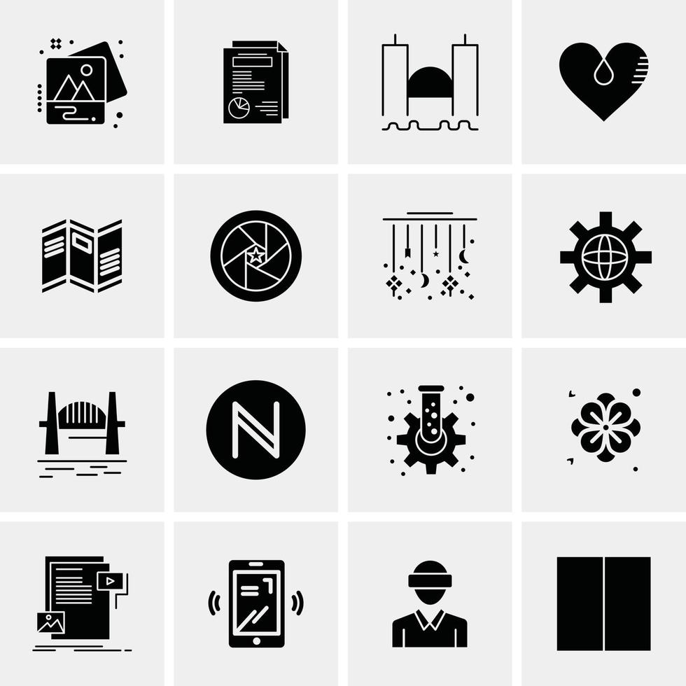 16 iconos de negocios universales vector ilustración de icono creativo para usar en proyectos relacionados con la web y dispositivos móviles