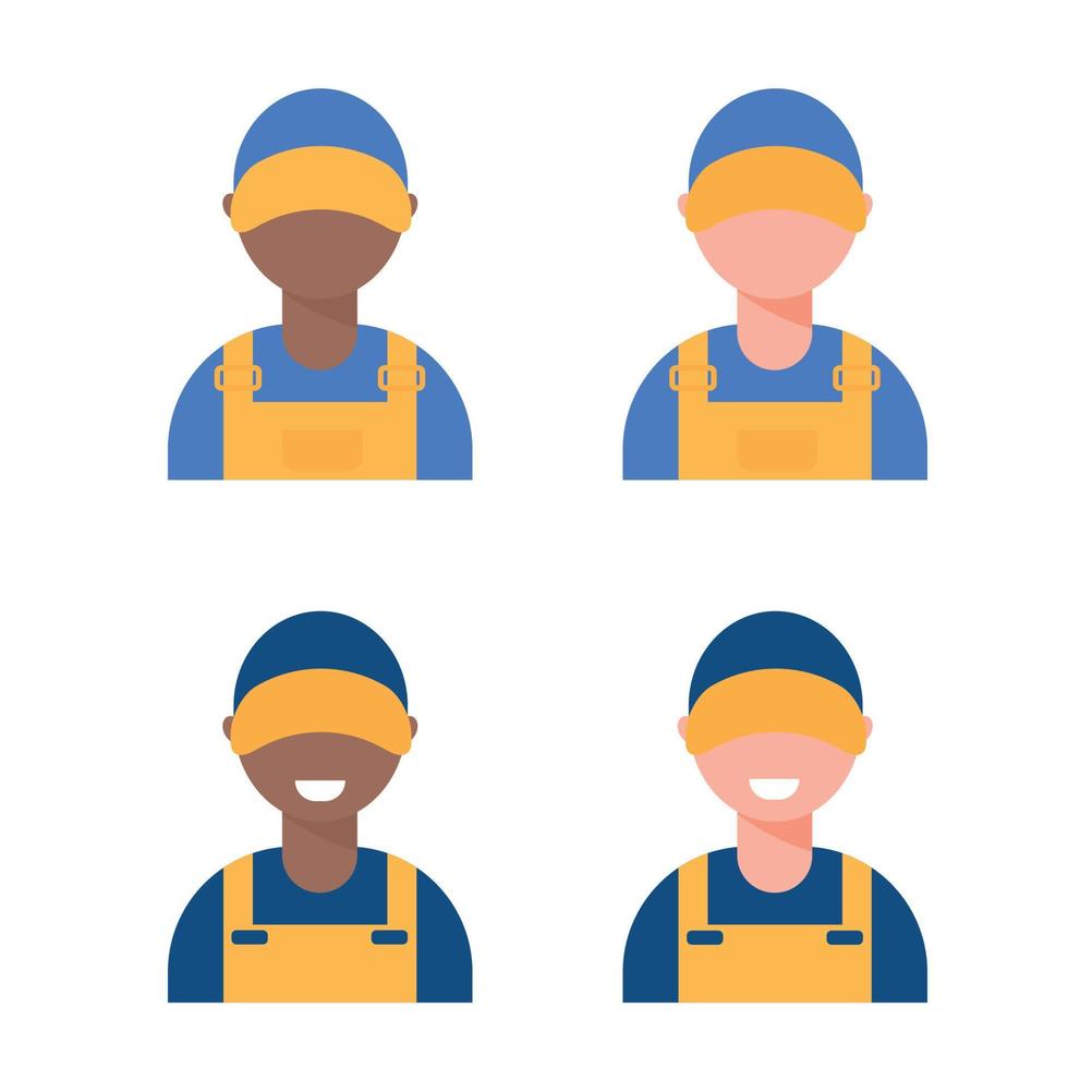 Set of different men workers. Repair service, mechanic's workshop. Vector illustration.