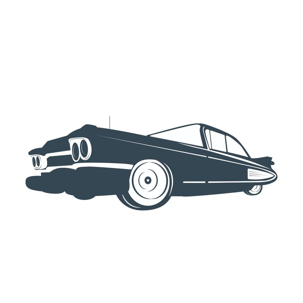 Classic vintage retro black and white car. vector