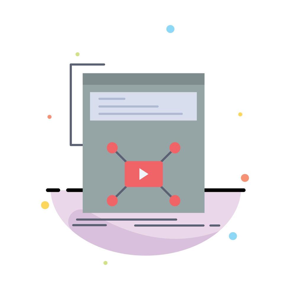 Marketing page video web website Flat Color Icon Vector