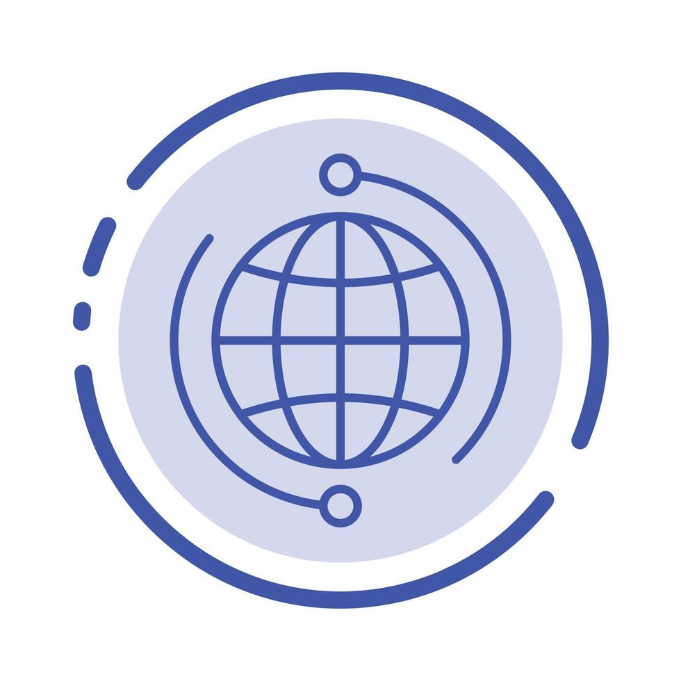 Globe Business Connect Connection Global Internet World Blue Dotted Line Line Icon vector