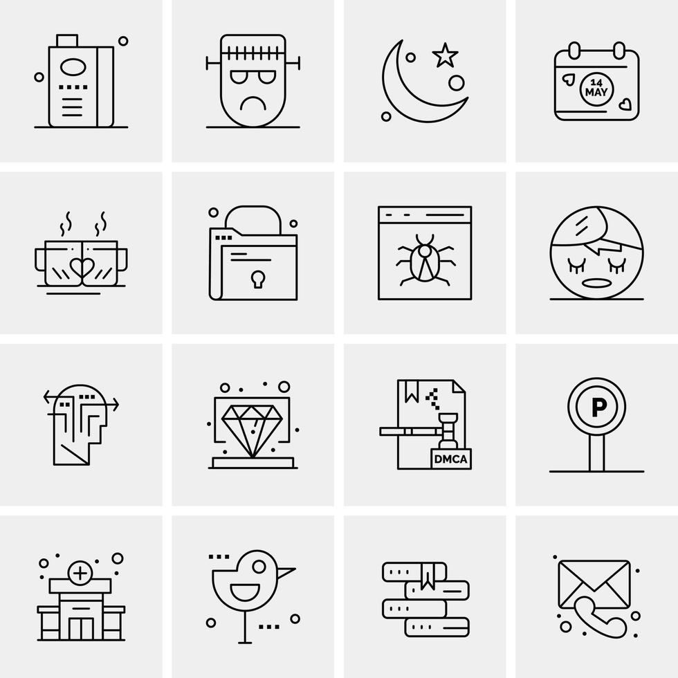 16 iconos de negocios universales vector ilustración de icono creativo para usar en proyectos relacionados con la web y dispositivos móviles