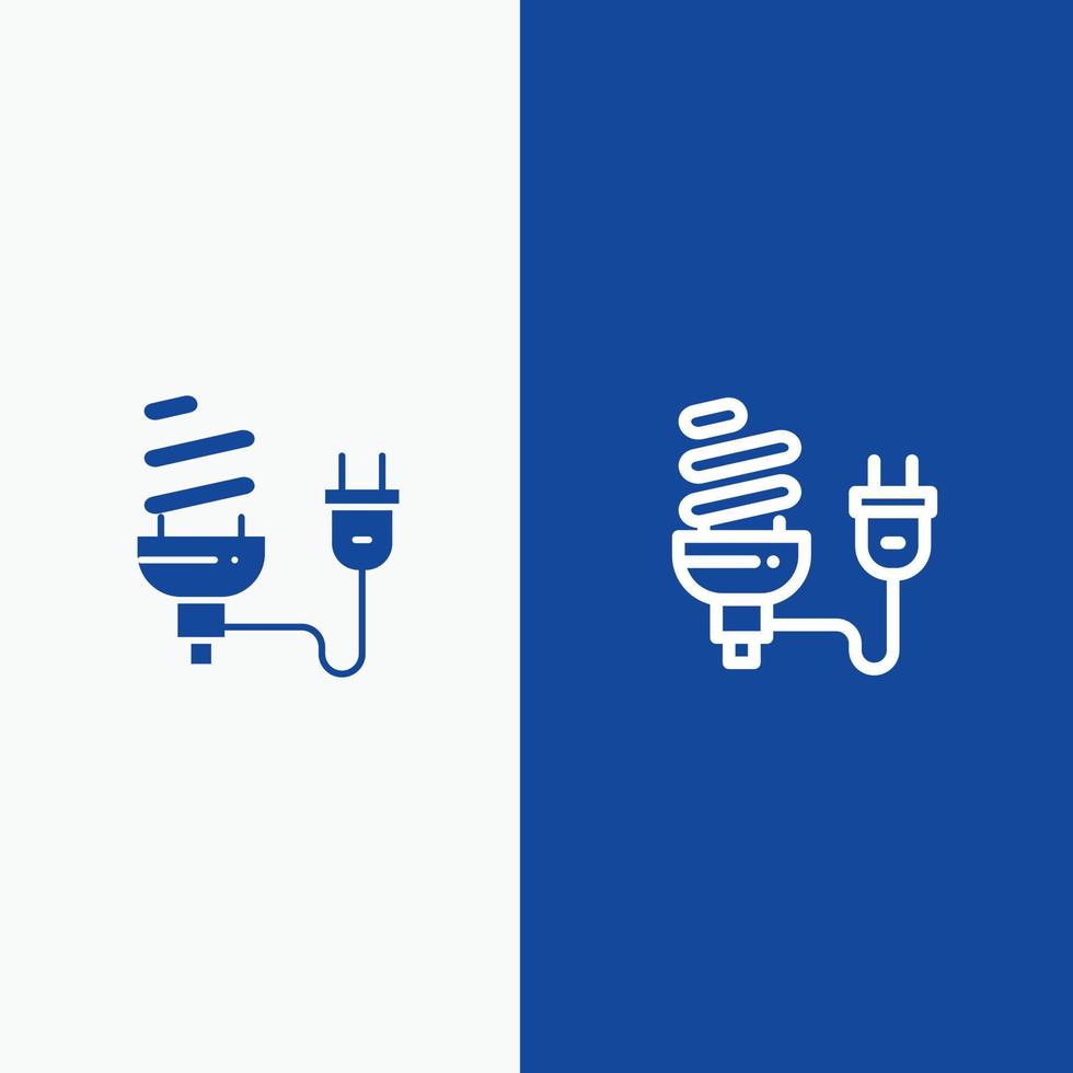 Bulb Economic Electrical Energy Light Bulb Plug Line and Glyph Solid icon Blue banner Line and Glyph vector