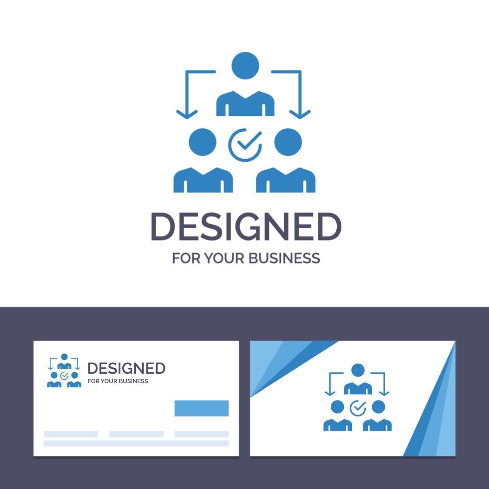 tarjeta de presentación creativa y asignación de plantilla de logotipo delegado delegado distribución vector illustra