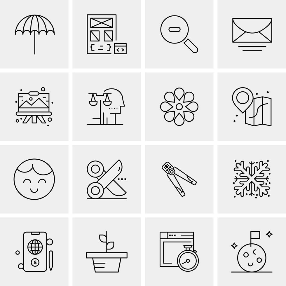 16 iconos de negocios universales vector ilustración de icono creativo para usar en proyectos relacionados con la web y dispositivos móviles