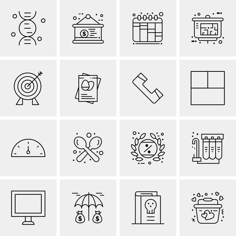 16 iconos de negocios universales vector ilustración de icono creativo para usar en proyectos relacionados con la web y dispositivos móviles