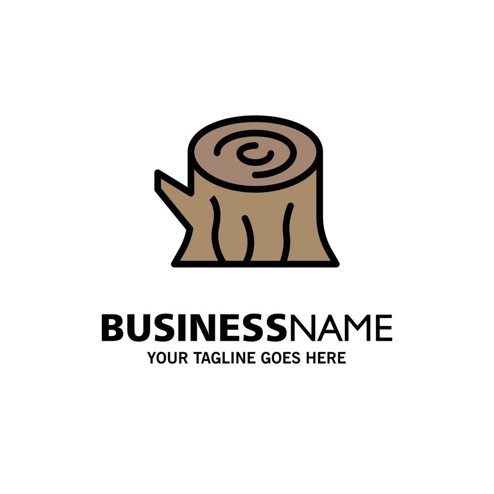 Log Wood Wooden Spring Business Logo Template Flat Color vector