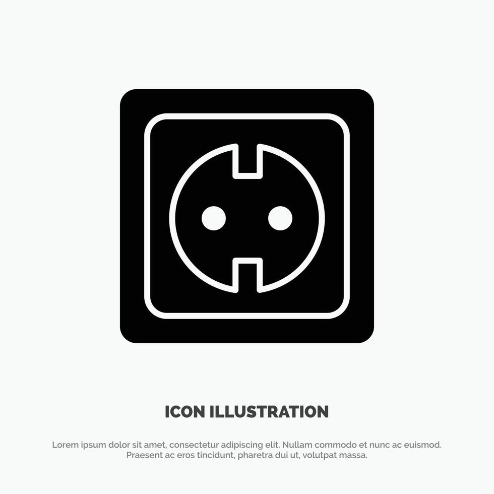 Electrical Energy Plug Power Supply Socket solid Glyph Icon vector