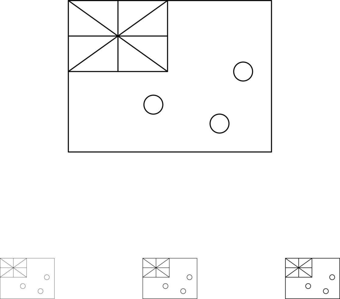 aussie australia country flag conjunto de iconos de línea negra en negrita y delgada vector