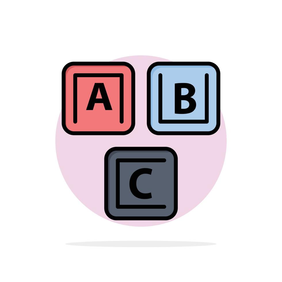abc bloques conocimiento básico del alfabeto icono de color plano de fondo de círculo abstracto vector