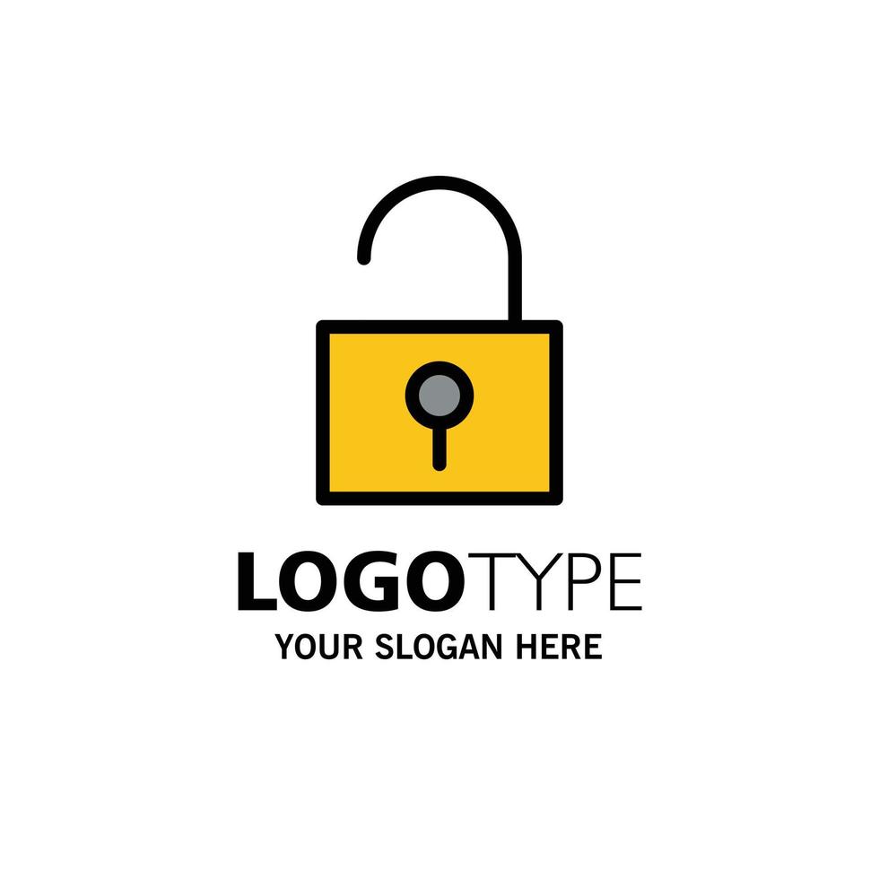Lock Unlocked User Interface Business Logo Template Flat Color vector
