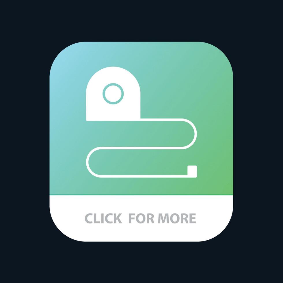 botón de aplicación móvil de cinta de escala de medición de construcción versión de glifo de android e ios vector