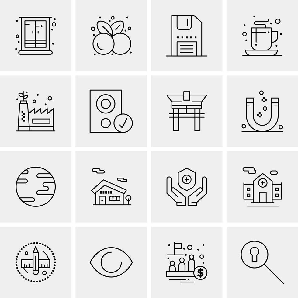 16 iconos de negocios universales vector ilustración de icono creativo para usar en proyectos relacionados con la web y dispositivos móviles