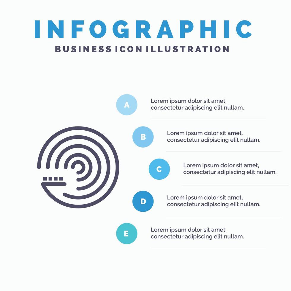 modelo de pronóstico modelo de pronóstico icono de línea de ciencia con 5 pasos presentación infografía centrico vector