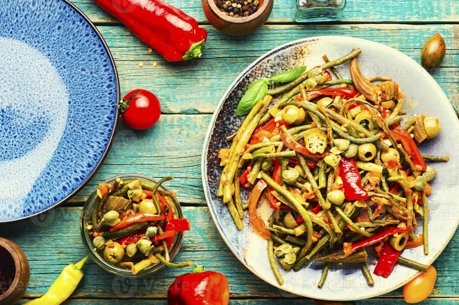 Hot vegetable salad photo