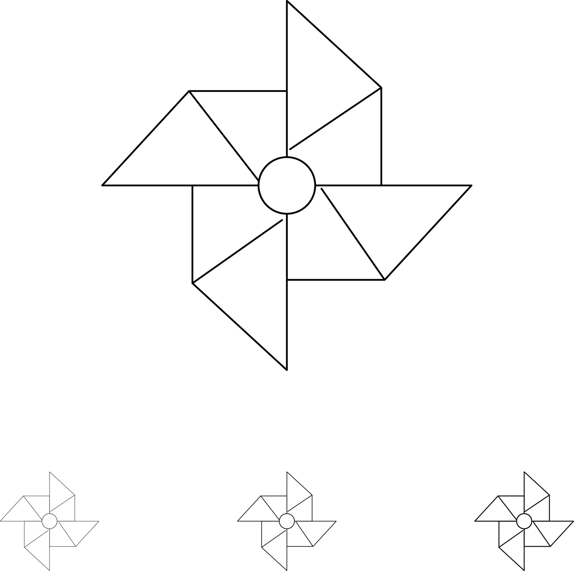 Spring Wind Windmill Bold and thin black line icon set 13460517 Vector