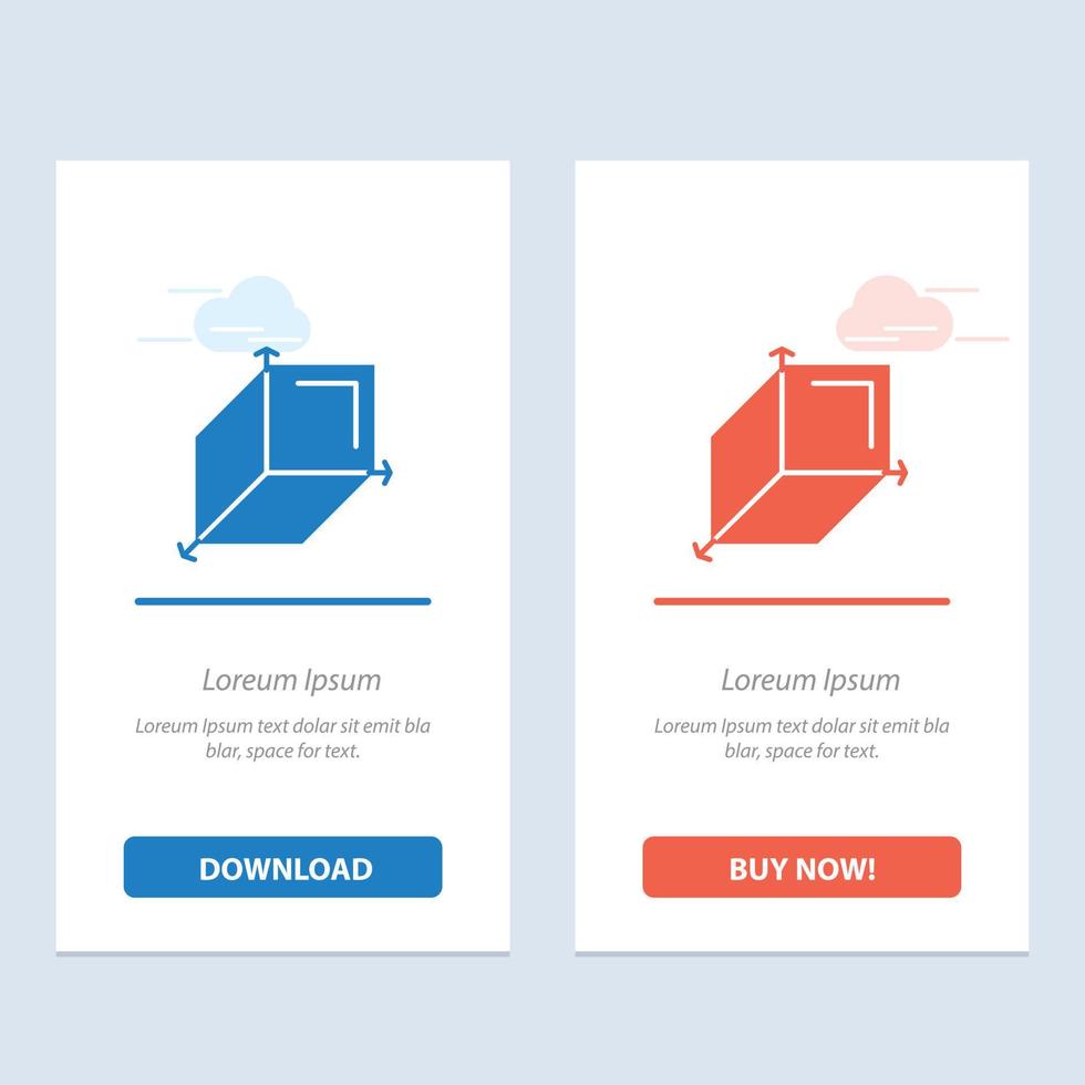 Caja 3d diseño cuboide azul y rojo descargar y comprar ahora plantilla de tarjeta de widget web vector